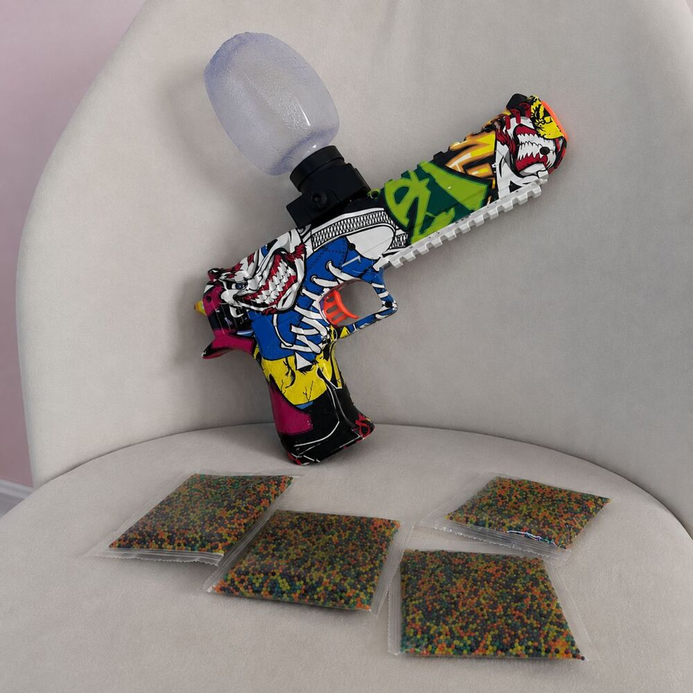 Unbranded Electric Gel Blaster Pistol Graffiti Design + 4 Gel Bead Packs *BUNDLE